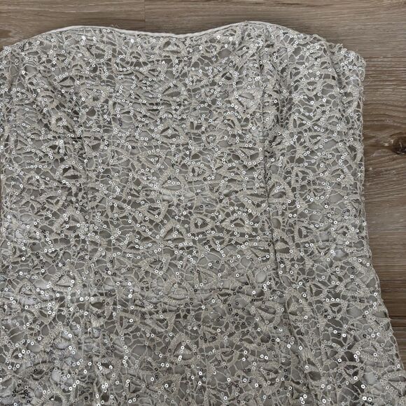 Jessica McClintock Sequin Mini Dress Size 6 Lace Strapless Formal Prom Tube VTG - Picture 2 of 9